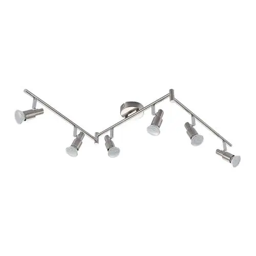 Produktbild: ELC LED Deckenlampe, Schwenkbar & Drehbar, 6-Flammig, Inkl. 6 x 5W GU10 Leuchtmittel, Deckenleuchte, Deckenstrahler Warmweiß, Metall Nickel Matt Chrom Deckenspot, Spot, Strahler