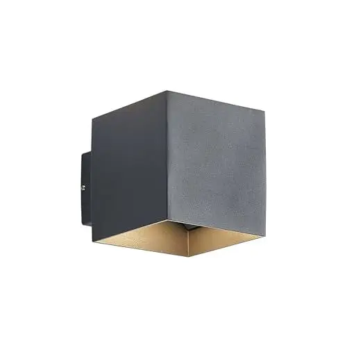 Produktbild: ELC LED Wandleuchte außen Esani (spritzwassergeschützt (Modern) in Schwarz aus Aluminium (1 flammig,) - Außenwandleuchten Wandlampe Led Außenlampe Outdoor für Außenwand/Hauswand