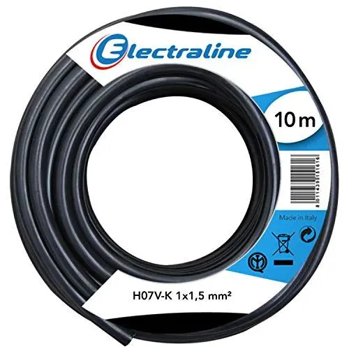 Produktbild: Electraline 60106015D, Kabel H07V-K Abschnitt 1x1,5 mm², Länge 10 m, Schwarz