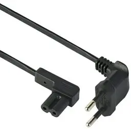 Produktbild: Electraline 95509 Stromkabel Audio, Video, Radio, Sonos Play abgewinkelt, Eurostecker auf Doppeldose Typ C7, 1 Meter, Schwarz