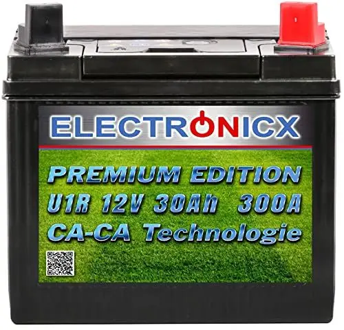 Produktbild: Electronicx Premium Rasentraktor Batterie 12V 30Ah Aufsitzrasenmäher Akku Rasenmäher Pluspol Rechts, Starterbatterie für Rasenmähertraktor Aufsitzmäher, 30 Ah U1R