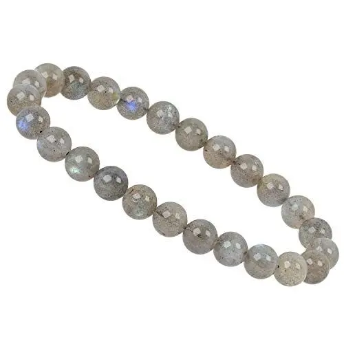 Produktbild: ELEDORO Handgefertigtes Edelstein Perlen Stretch Armband - Echte Steine 8mm (Labradorit Premium)