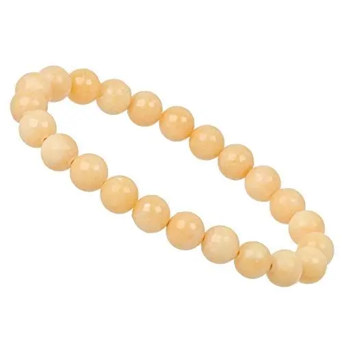 Produktbild: ELEDORO Handgefertigtes Edelstein Perlen Stretch Armband - Echte Steine 8mm (Burma Jade gelb)