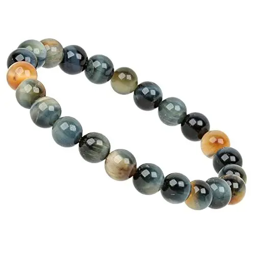 Produktbild: ELEDORO PowerBead Damen-Armband Stretch aus Edelstein Perlen 8mm Tigerauge blau gelb