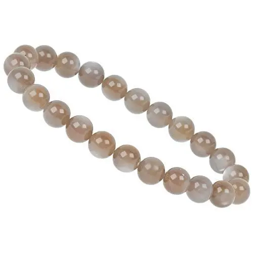 Produktbild: ELEDORO PowerBead Damen-Armband Stretch aus Edelstein Perlen 8mm mit Mocca Mondstein