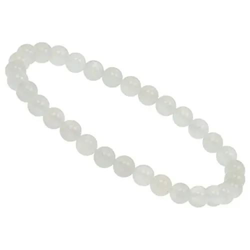 Produktbild: ELEDORO Stretch Armband aus echten Edelstein-Perlen (6mm) – Perlenarmband für stilvolle Eleganz (Mondstein weiß)