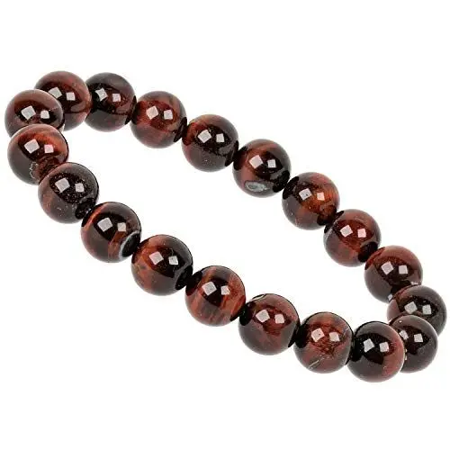 Produktbild: ELEDORO Stretch Armband aus echten Edelsteinen-Perlen 10mm: für Energie und Harmonie (Tigerauge rot)