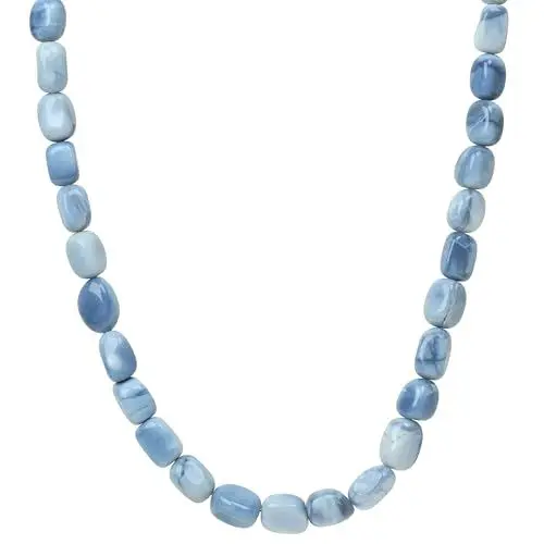 Produktbild: ELEDORO echter Blauer Opal Halskette Collier für Damen aus Silber 925 vergoldet Karabiner 48cm plus 5cm lang