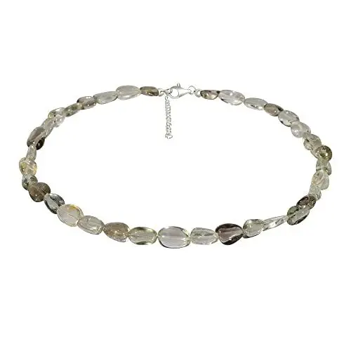 Produktbild: ELEDORO echter Quarz Mix Halskette Collier für Damen aus Silber 925 rhodiniert Karabiner 48cm plus 5cm lang