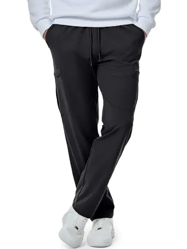Produktbild: Elegancity Herren Cargohosen Schwarz Einfarbig Arbeitshose Loose Fit Lang Jogginghose Elastischer Taille Freizeithose Mit Reißverschlusstasche XL