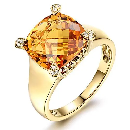 Produktbild: elegant Edlen Solide 14K (585) Gelbgold Damen Citrin Edelstein Hochzeit Verlobungsringe Versprechen Dating Ring Band