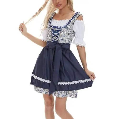 Produktbild: Elegante Dirndl Damen Lang Grosse Grössen Leisure Atmungsaktiv Damen Oktoberfest Damen Outfit Dirndl Schwarz Rot Damen Dirndl Für Damen Schwarz Grün Schwarze Dirndlbluse Trachtenhut Dirndl Damen Sale