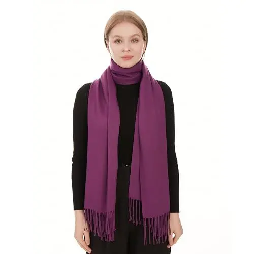 Produktbild: Elegante Stola Für Abendkleid - Schals & Tücher Für Damen - Leichter Pashmina Schal Für Frühling - Schultertuch Für Hochzeit - Halstuch Für Damen - Dünner Schal Dame Stola (Dunkelviolett)
