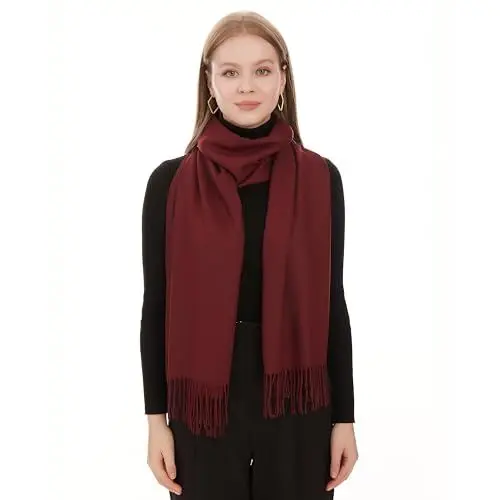 Produktbild: Elegante Stola Für Abendkleid - Weinrot Schals & Tücher Für Damen - Leichter Pashmina Schal Für Frühling - Schultertuch Für Hochzeit - Halstuch Für Damen - Dünner Schal Dame Stola (Weinrot)