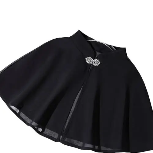 Produktbild: Hasaller Eleganter Chiffon-Umhang, durchsichtiger Umhang für Damen, Hochzeitsumhang (schwarz)