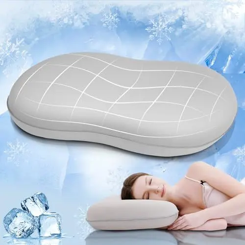 Produktbild: Elegear 40x60 Memory Foam Kissen, Arc-Chill 3.0 Kühlkissen zum schlafen, Nackenkissen Kopfkissen mit Atmungsaktive Superweiche Kissenhülle Grau Kissenbezüge