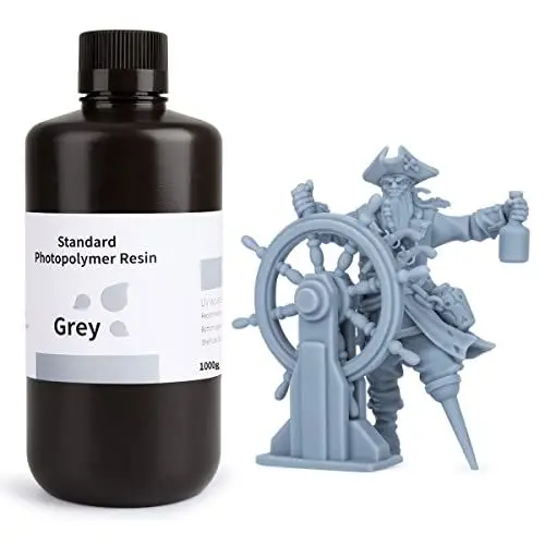 Produktbild: ELEGOO 3D Drucker Resin, UV 405nm Standard Resin mit Hohe Präzision und Schnelle UV-Härtung für MSLA/DLP/LCD 3D Drucker, Photopolymer-Kunstharz Flüssige 3D-Druckmaterialien, Grau 1000g