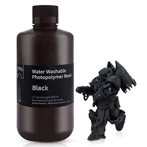 Produktbild: ELEGOO 405nm Wasser Waschbares Resin, Water Washable 3D Drucker Rapid Harz für LCD UV Härtung Photopolymer 3D Drucker 1000g Schwarz