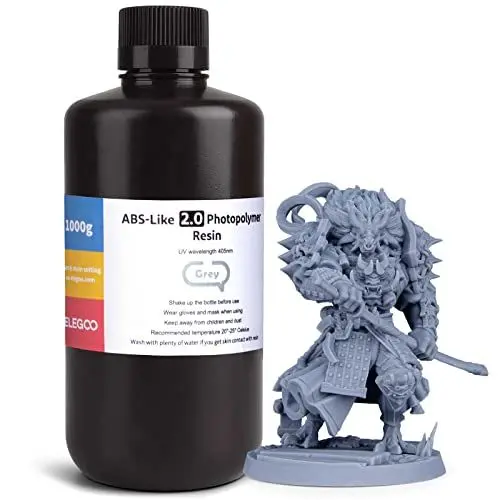 Produktbild: ELEGOO ABS-Like 3D Drucker Resin 2.0 405nm UV-härtendes Photopolymer Harz für LCD 3D Drucker Grau 1000g