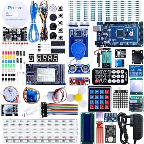 Produktbild: ELEGOO MEGA-R3 Starter Kit für Arduino Projekt Ultimate Starter Kit mit Deutschem Tutorial, MEGA-R3 Mikrocontroller und viel Elektronik Zubehöre