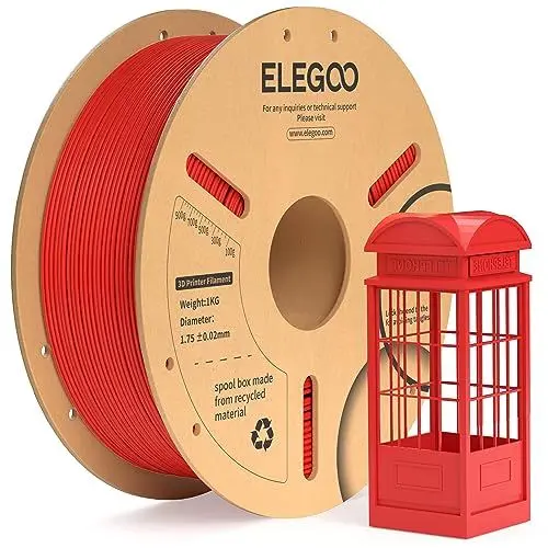 Produktbild: ELEGOO PLA+ Filament 1.75mm Rot 1KG, PLA Plus 3D Drucker Filament, Härter und Stärker Filament-3D-Druckmaterialien, Maßgenauigkeit +/-0,02mm, Kompatibel mit den Meisten FDM-Drucker(1KG/Spool, 2.2lbs)