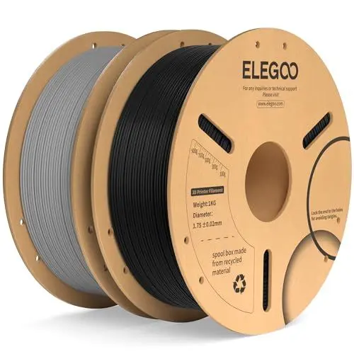 Produktbild: ELEGOO PLA+ Filament 1.75mm Schwarz Grau 2KG, PLA Plus 3D Drucker Filament, Härter und Stärker Filament-3D-Druckmaterialien, Maßgenauigkeit +/-0,02mm, Kompatibel mit FDM-Drucker(2KG/Spool, 4.4lbs)