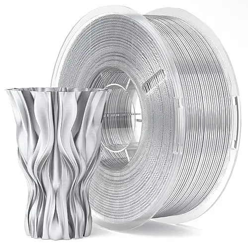 Produktbild: ELEGOO PLA Filament 1.75mm Seide Silber 1KG, 3D Drucker Filament Maßgenauigkeit +/- 0,02 mm, 1kg Kunststoffspule (2.2lbs) Filament-3D-Druckmaterialien Passt für die meisten FDM 3D-Drucker