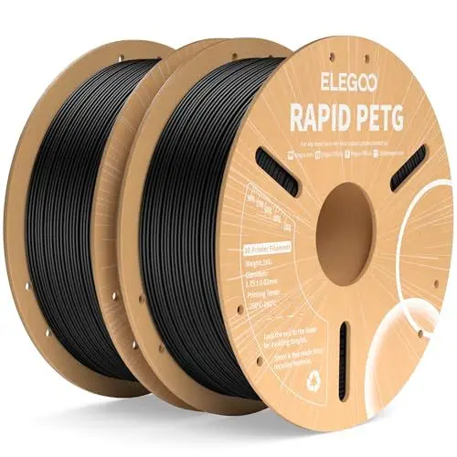Produktbild: ELEGOO Rapid PETG Filament 1.75mm Schwarz 2 KG, High Speed 600mm/s 3D Drucker Filament Maßgenauigkeit +/- 0.02 mm, 2kg Pappspule(4.4lbs) Passend für die Meisten 3D Printer