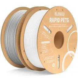 Produktbild: ELEGOO Rapid PETG Filament 1.75mm Weiß Grau 2KG, High Speed 30-600mm/s 3D Drucker Filament Maßgenauigkeit +/- 0.02 mm, 2 Stück 1kg Pappspule(2.2lbs) Passend für die meisten FDM 3D Drucker