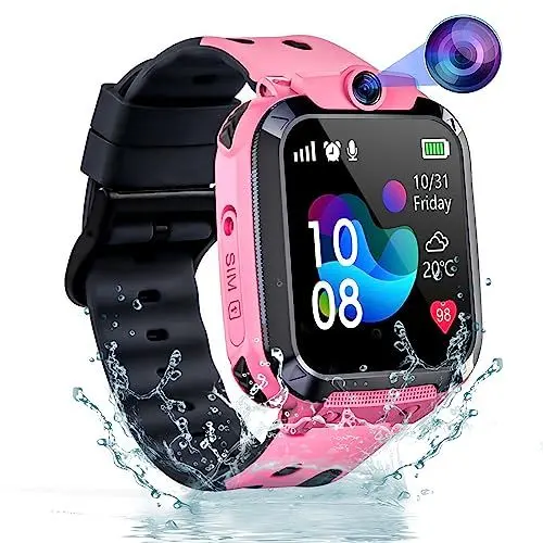 Produktbild: ELEJAFE Smartwatch Kinder mit GPS und Telefon, Kinder GPS Intelligente Uhr SOS wasserdichte IP68 Voice Chat Schulmodus Gegenseitiges Anrufen Touchscreen für Jungen Studenten Kinder