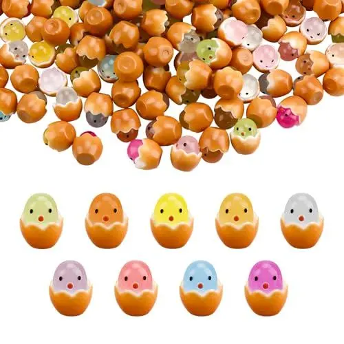 Produktbild: Elektheim 50 Stück Mini Küken Leuchtende Ei 3D Miniatur Figuren Eierschalenhuhn Mini Ente Eierschale Miniatur Harz Bird Ornaments Miniaturgarten Tierfiguren Baby Figures Office Desk Decor