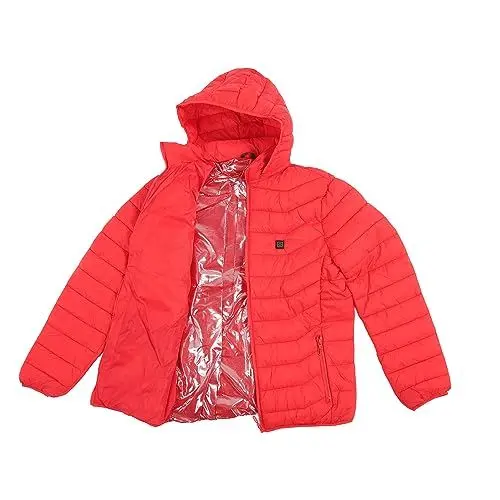Produktbild: Elektrisch Beheizte Jacke, Elektrisch Beheizte Jacke mit Kapuze, 3 Temperaturschalter, 2 Zonen, Einfache Steuerung, Warmhalten, USB-Schnittstelle, Reine Farbe, für Damen, für