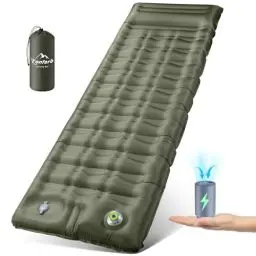 Produktbild: Elektrisch Isomatte Camping Selbstaufblasend, 12CM Verdicktes Aufblasbare Matratze mit Kissen, Kleines Packmaß Wasserdicht Luftmatratze Outdoor, Anti-Ripstop Schlafmatte für Wandern und Strand