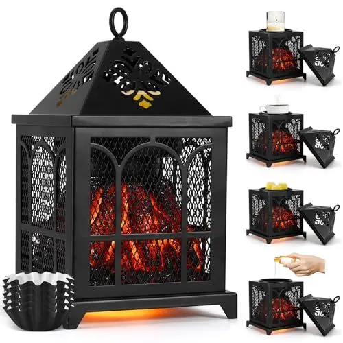 Produktbild: Elektrische Duftlampe,4 in 1 Kamin Duftlampe für Duftwachs,Kerze,Duftöl, Elektrischer Wachswärmer Aroma Diffuser Duftöl Lampe Duftwachs Lampe Elektrisch Aromalampe für Büro Schlafzimmer Dekoration