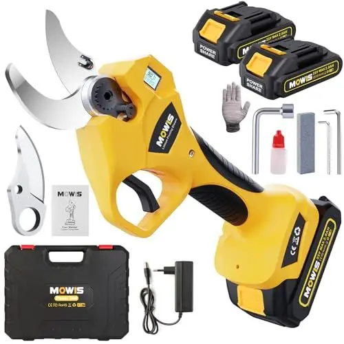 Produktbild: Elektrische Gartenschere, MOWIS Professionelle Astschere Elektro mit bürstenlosem Motor, 30mm Schnittdurchmesser, 2 x 2Ah Akkus für Beschneiden Gartenarbeit Obstbaum Weinberg