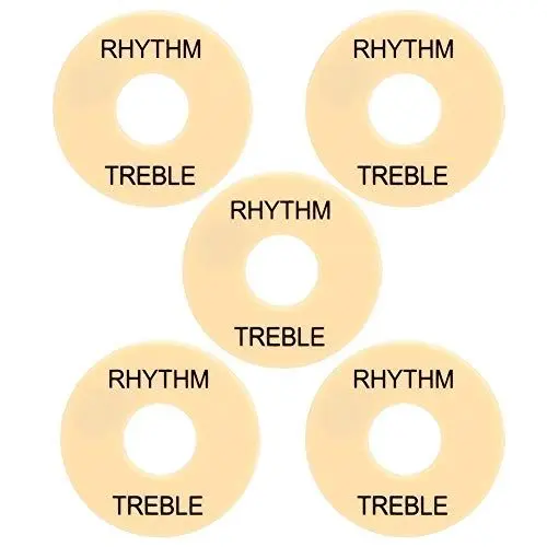 Produktbild: Elektrische Gitarre Schalter Unterlegscheibe Kunststoff Gitarre Zubehör GN603 Gold Letter Gitarre Schalter Unterlegscheibe Performance Zubehör (GN602 schwarzer Buchstabe)