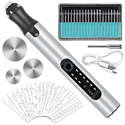 Produktbild: Elektrische Gravierstift, Multifunktionaler Gravierwerkzeugsatz Tragbare Drahtlose Gravurwerkzeug Ätzstift für DIY Schmuck Metall Glas Kunststoff Holz Keramik Stein Gravur