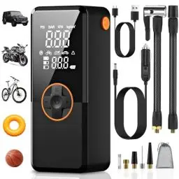 Produktbild: Elektrische Luftpump, Luftpumpe Elektrisch mit 10000mAh Akku, 150PSI Tragbar Mini Kompressor mit Manometer, Fahrradpumpe Elektrisch mit Digital LCD Bildschirm für Fahrräder, Motorräder, Auto & Bälle