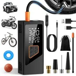 Produktbild: Elektrische Luftpumpe- Akku Kompressor 7800mAh, 150PSI Akku Luftpumpe, Kompakte Elektrischer Kompressor Fahrradpumpe und Aufpumpbare Produkt mit Manometer für Auto Fahrrad Motorrad Bälle