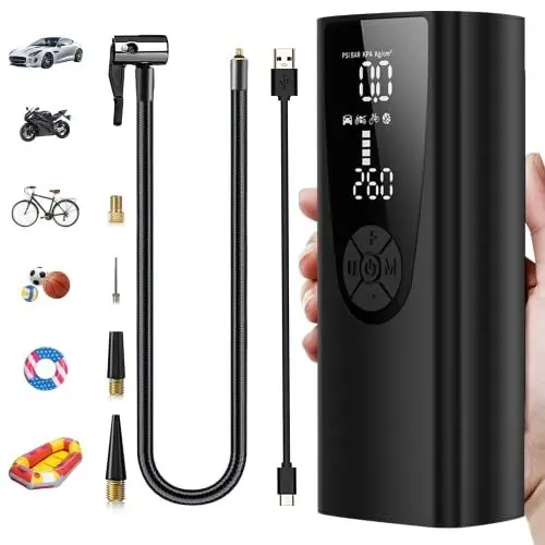 Produktbild: Elektrische Luftpumpe Portable Akku Kompressor: 8000mah Luftdruck 150psi for Fahrrad