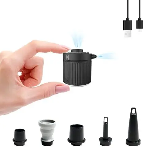 Produktbild: Elektrische Luftpumpe, Tragbare Multifunktion Mini Pumpe zum Inflate und Deflate, mit Wiederaufladbare Akku & USB C Kabel, für Luftmatratzen Schwimmring (Schwarz)