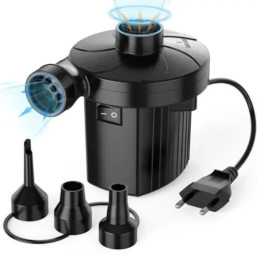 Produktbild: Elektrische Luftpumpe, Luftpumpe luftmatratze mit 3 Luftdüse, 2 in 1 Inflate und Deflate Elektrische Pump für aufblasbare Matratze,Boot,Luftmatratze Pool,Schwimmring