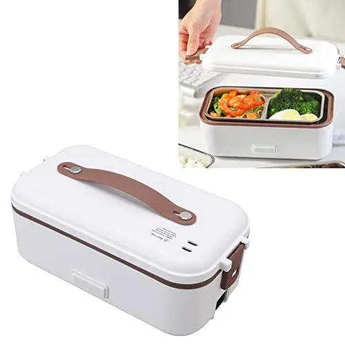 Produktbild: Elektrische Lunchbox, Warmebehalter fur Essen, 220V Tragbarer Warmhaltebehälter Edelstahl Speisenwärmer mit Entnehmbare Fächern für Familie Büro Arbeit, Wasserdicht & Schnelles Heizen(220V)