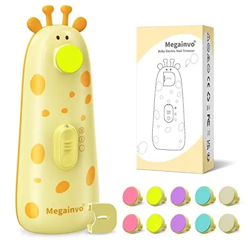 Produktbild: Elektrische Nagelfeile Baby Nagelpflegeset Elektrisch Nagelpflege Nail Trimmer Nagelschere Nageltrimmer Nail File Maniküre & Pediküre Set für Neugeborene Baby mit Licht, Gelb