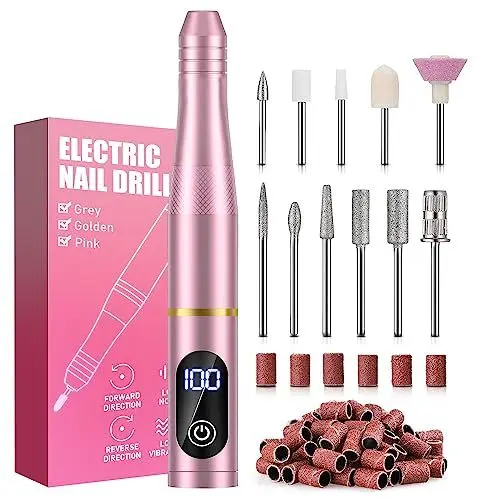 Produktbild: Elektrische Nagelfräser, Elektrische nagelfeile Maniküreset, 30000u/Min 11 in 1 USB Nagelknipser Set,Elektrisches Pediküreset, Polierwerkzeuge Nagelknipser Set für Acryl Gele Kallus Entfernen (Rosa)…