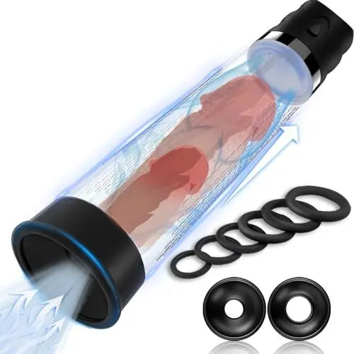 Produktbild: Elektrische Penispumpen mit Penisringe für Penisvergrößerung Penis Erektion, Penis Vakuumpumpe mit 4 Saugstufen, Wasserdicht Penispumpe Masturbieren Taschen Muschı Sexspielzeug für die Männer
