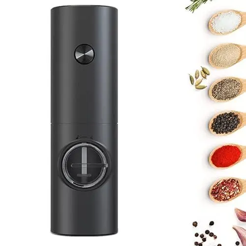 Produktbild: Elektrische Pfeffermühle, Gewürzmühle Salzmühle | Batteriebetrieben | LED Licht | Einstellbare Feinheit | Geeignet für Paprika, Gewürze, Kreuzkümmel（Schwarz）