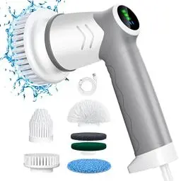 Produktbild: Elektrische Reinigungsbürste,Spin Scrubber für Bad und Fugen,Cleaning Brush für Haushalt mit 6 Bürstenkopfe,2 Modi Perfekt für Tiefe reinigen von Fliesen,Küche,Grille,Glas und Reifen-led Anzeige