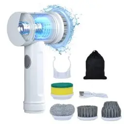 Produktbild: Elektrische Reinigungsbürste Haushalt, Electric Cleaning Brush Klein, Power Spin Scrubber mit 4 Ersatzbürstenköpfe für Reinigung Badezimmer Badewanne Küche