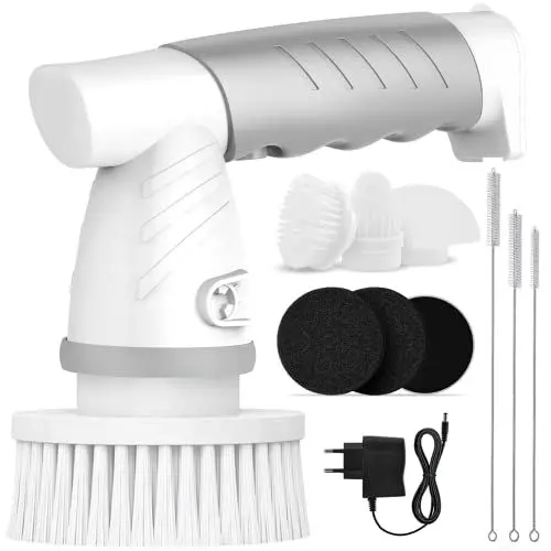 Produktbild: Elektrische Reinigungsbürste Upgraded schrubber Bürste 360°Spin Scrubber mit 5 austauschbare Bürstenköpfe für Badzimmer Fliesen,350RPM Motor reinigungsbürste,Eine Durchdachte Geschenke
